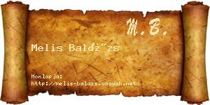 Melis Balázs névjegykártya